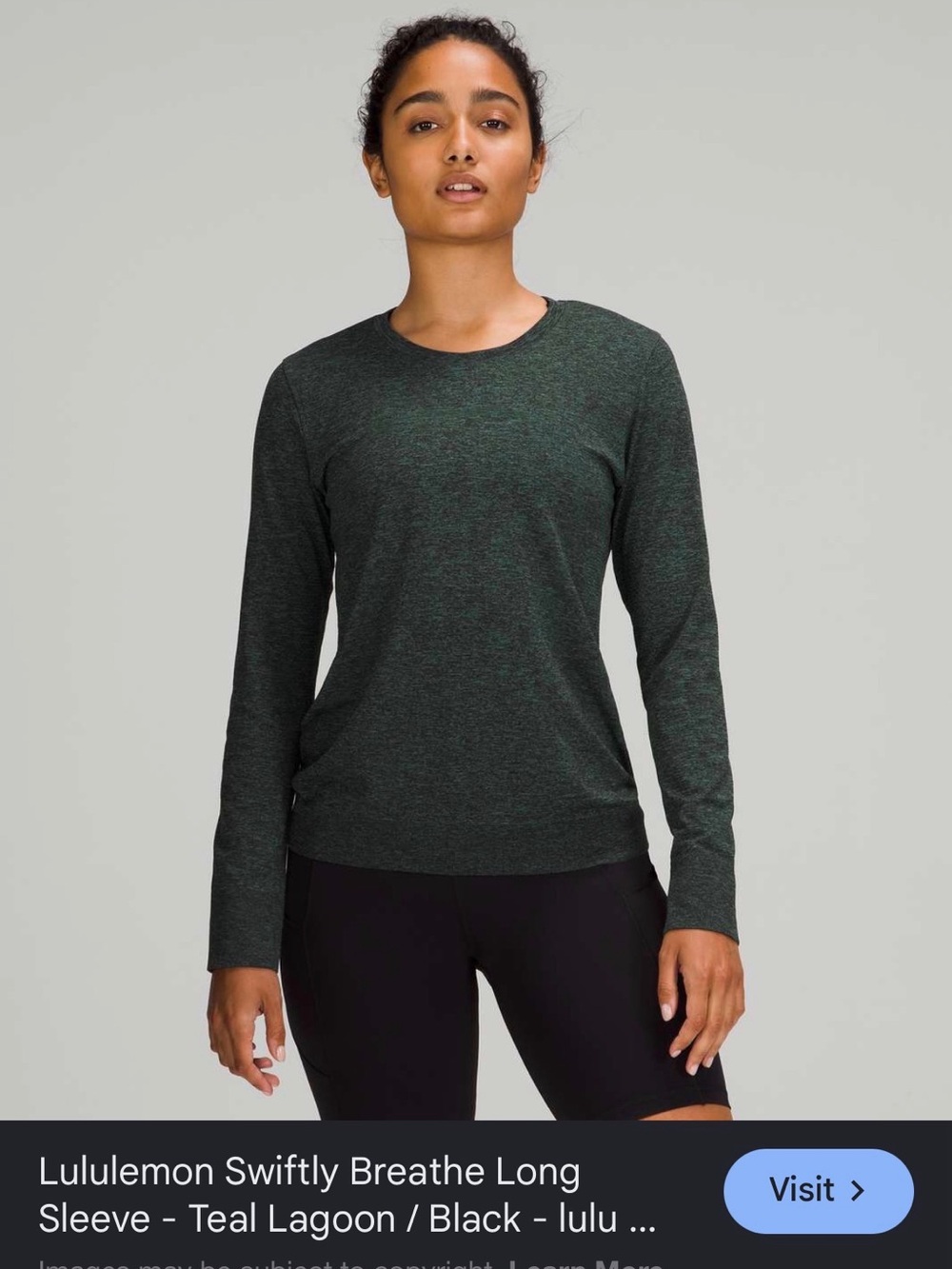 lululemon athletica Long Sleeve Crew Top - Teal Green/Black